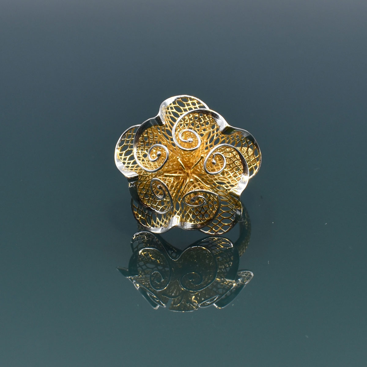 14K Gold Flower, Engagement Ring, Botanical Design, Botanical Flower R –  Bex Jewelry USA