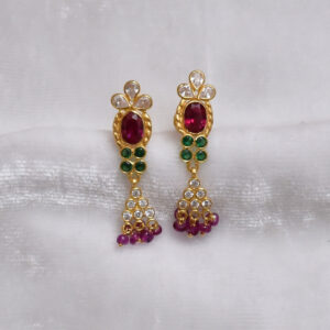 Designer Gold Earing With Emerald & Ruby