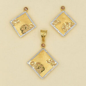 Gold Pendent Set Design With White Stone