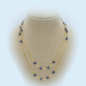 Stylish Gold Chain With Blue Sapphir Beeds