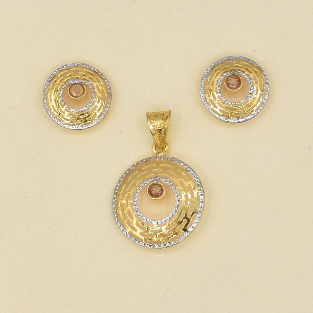 Stylish Gold Round Shape Pendent Set - Mark Jewellers
