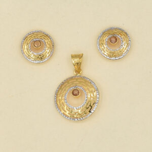 Round Shape Gold Pendent Set work with colourfull Stone