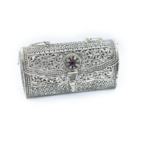 Antique Silver Purse With Ruby & CZ
